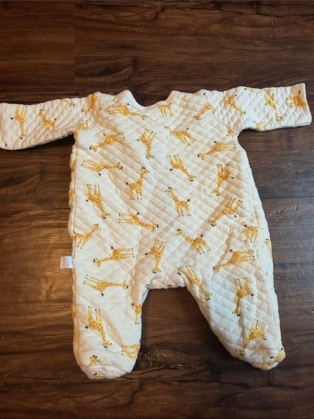 Cream Quilted Giraffe-Print Baby One-Piece